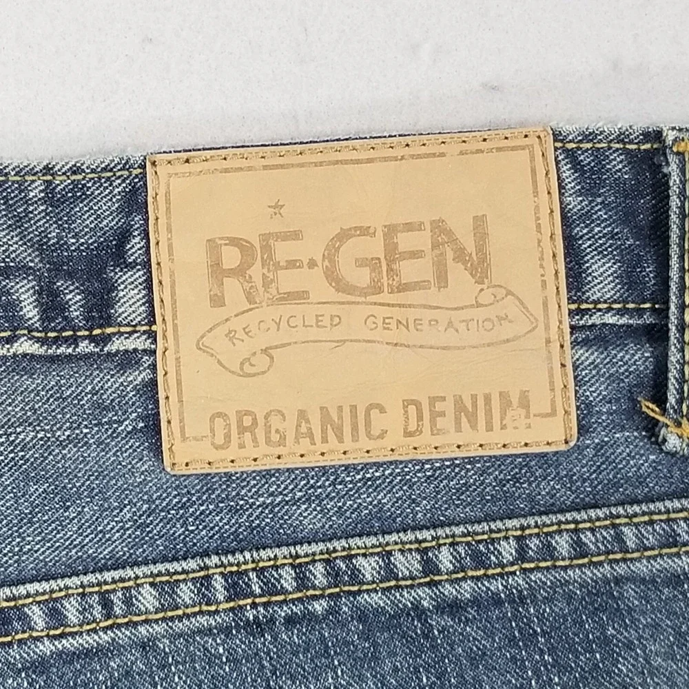 Re-Gen Jeans mens 36 x 30 relaxed loose baggy straight blue organic cotton pants